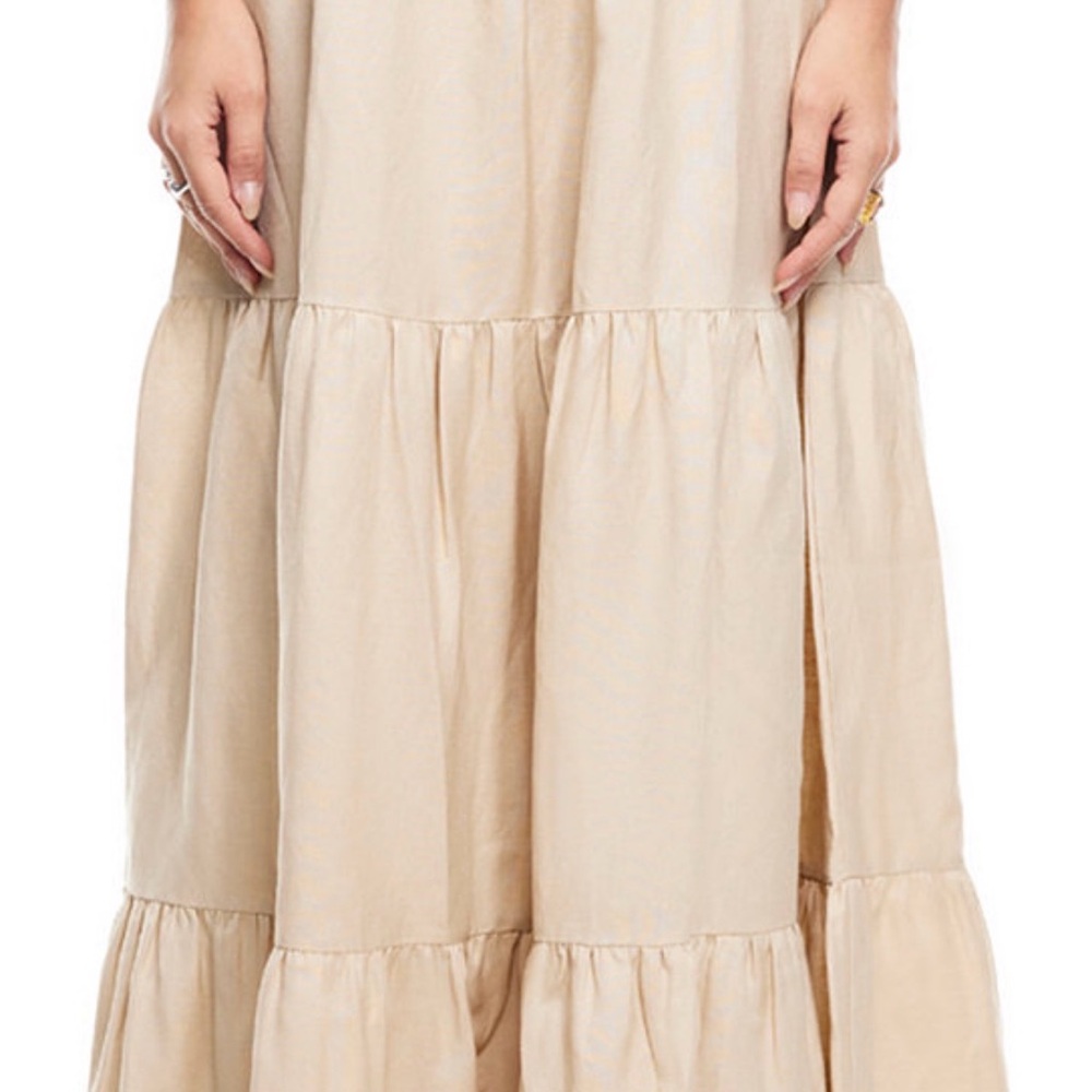 🆕 Lioness Linen Maxi Dress XL 🤎Wheat /Neutral Beige Button Front Boho Luxe NWT - Picture 5 of 16